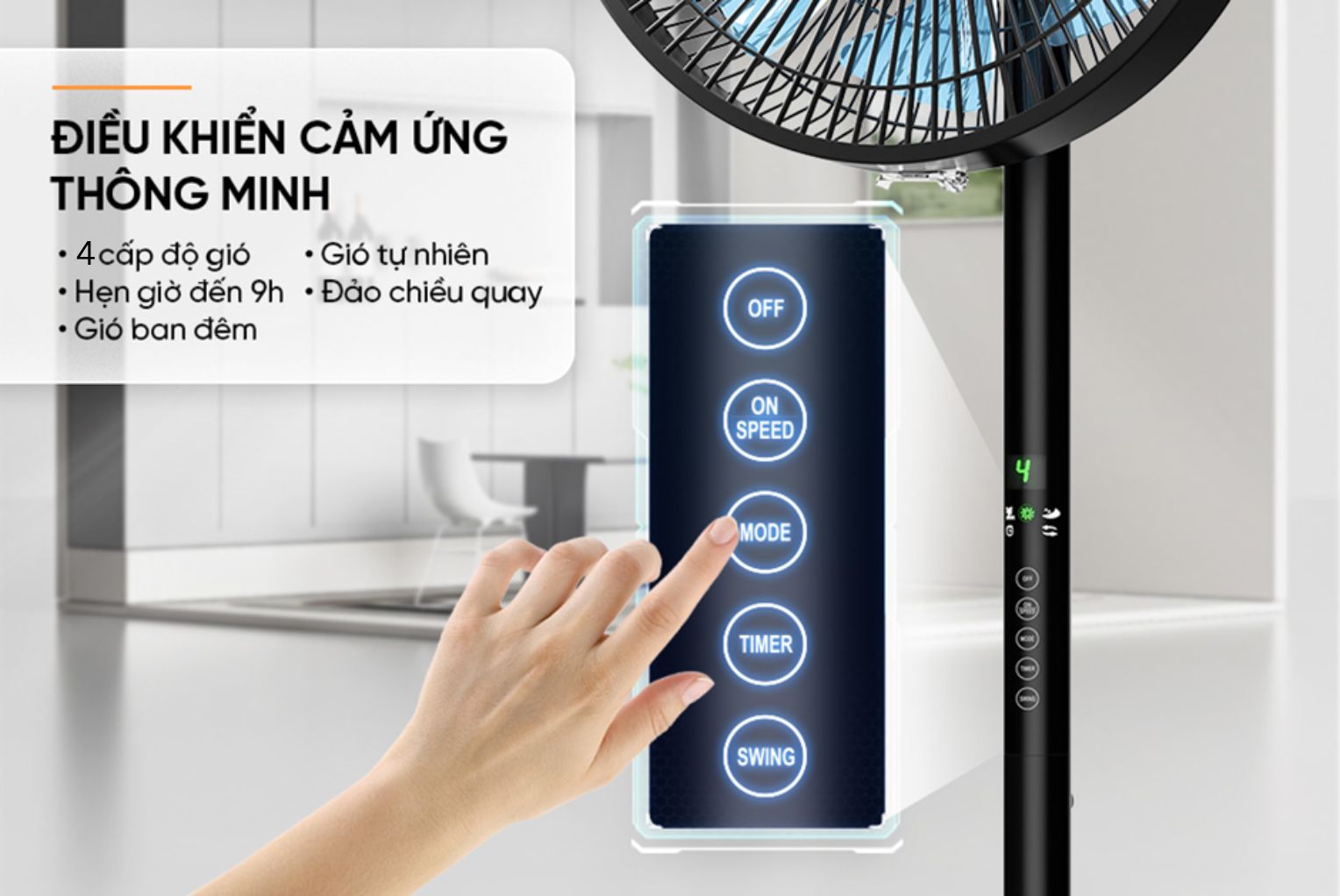 Bảng điều khiển cảm ứng quạt Sunhouse SHD-7346