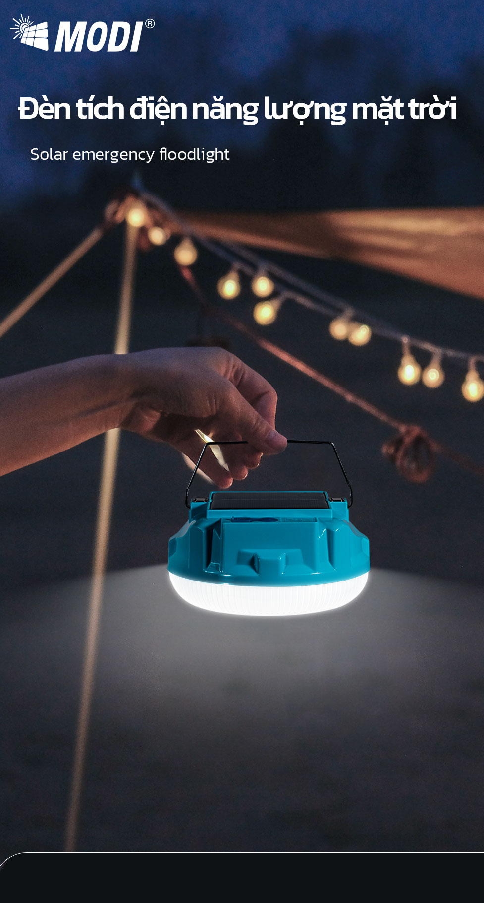 Mô tả Bóng Đèn Năng Lượng Mặt Trời MODI SOLAR Tích Điện Có Thể Sạc Bằng Cổng USB - 1