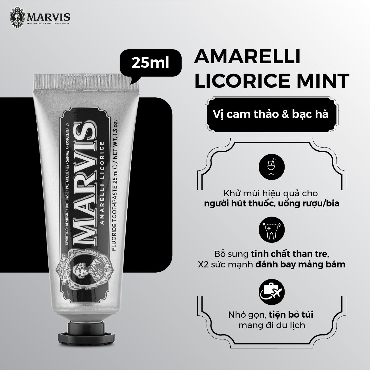 Mô tả Kem Đánh Răng Marvis Trắng Răng, Thơm Miệng 25ml và 85ml - Marvis - 3