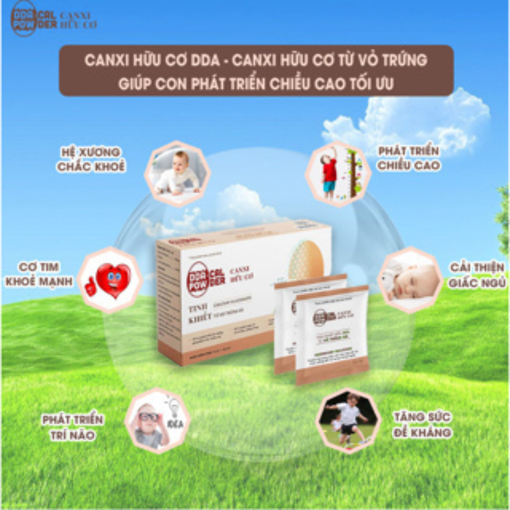 Canxi hữu cơ từ vỏ trứng gà DDA CAL POWDER hộp 60gr (20 gói) | Shopee ...