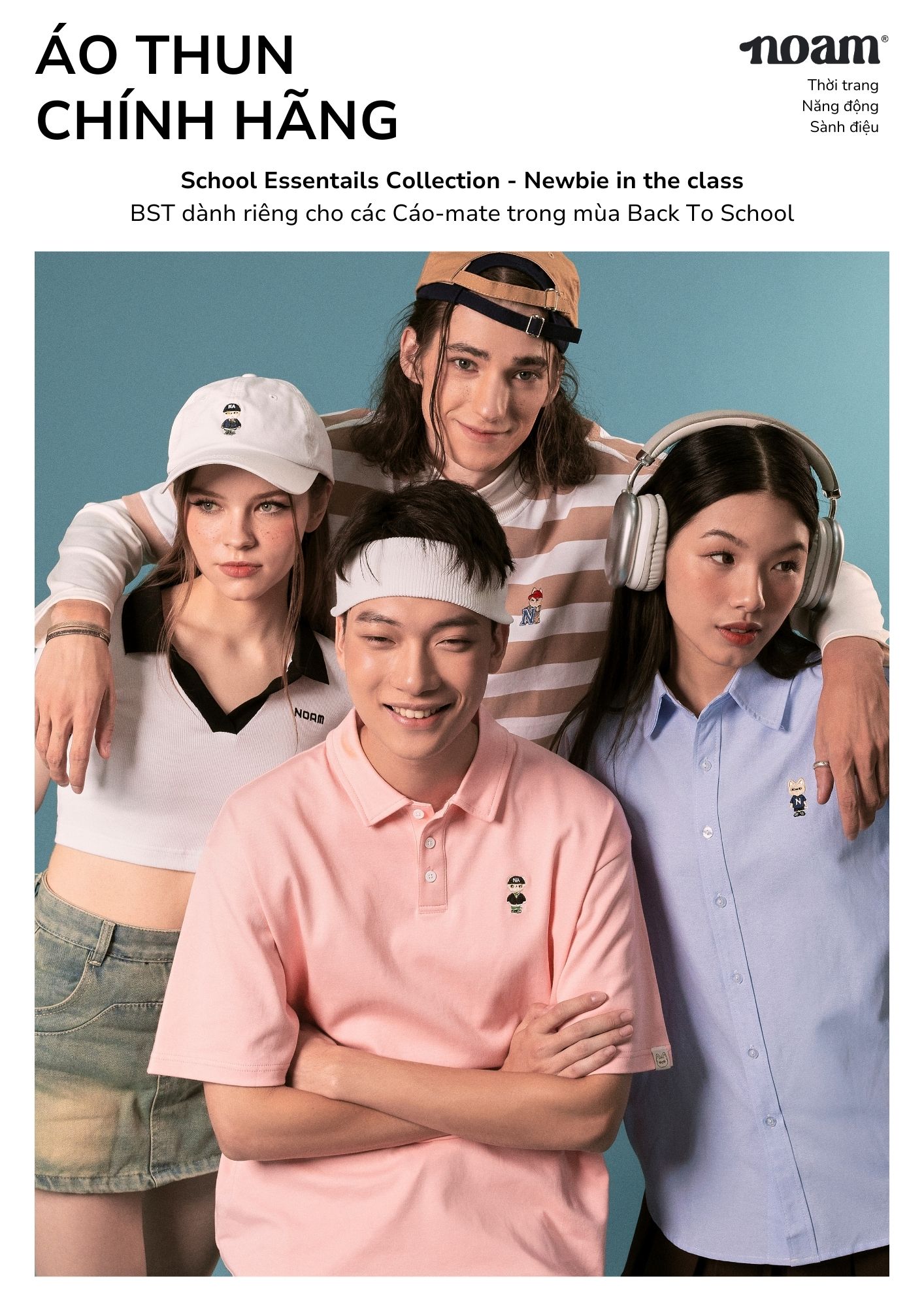 Mô tả Áo Polo Form rộng NOAM Teeny Homies Cotton 100% mềm mịn vượt trội - Màu hồng/ Navy/ Xanh pastel/ Nâu - 1