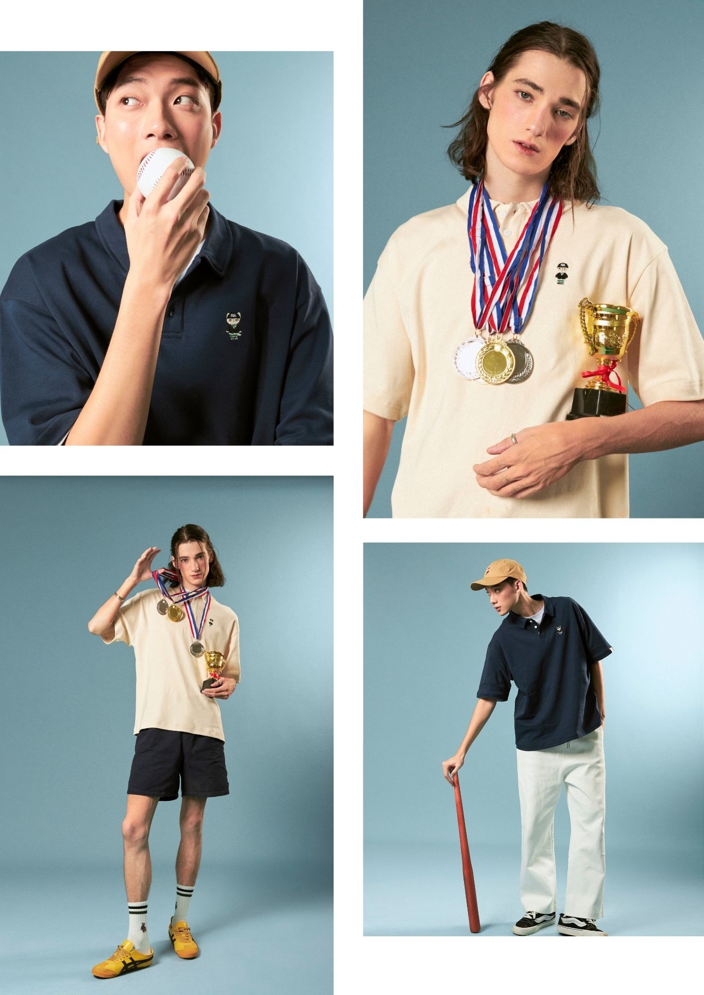 Mô tả Áo Polo Form rộng NOAM Teeny Homies Cotton 100% mềm mịn vượt trội - Màu hồng/ Navy/ Xanh pastel/ Nâu - 4