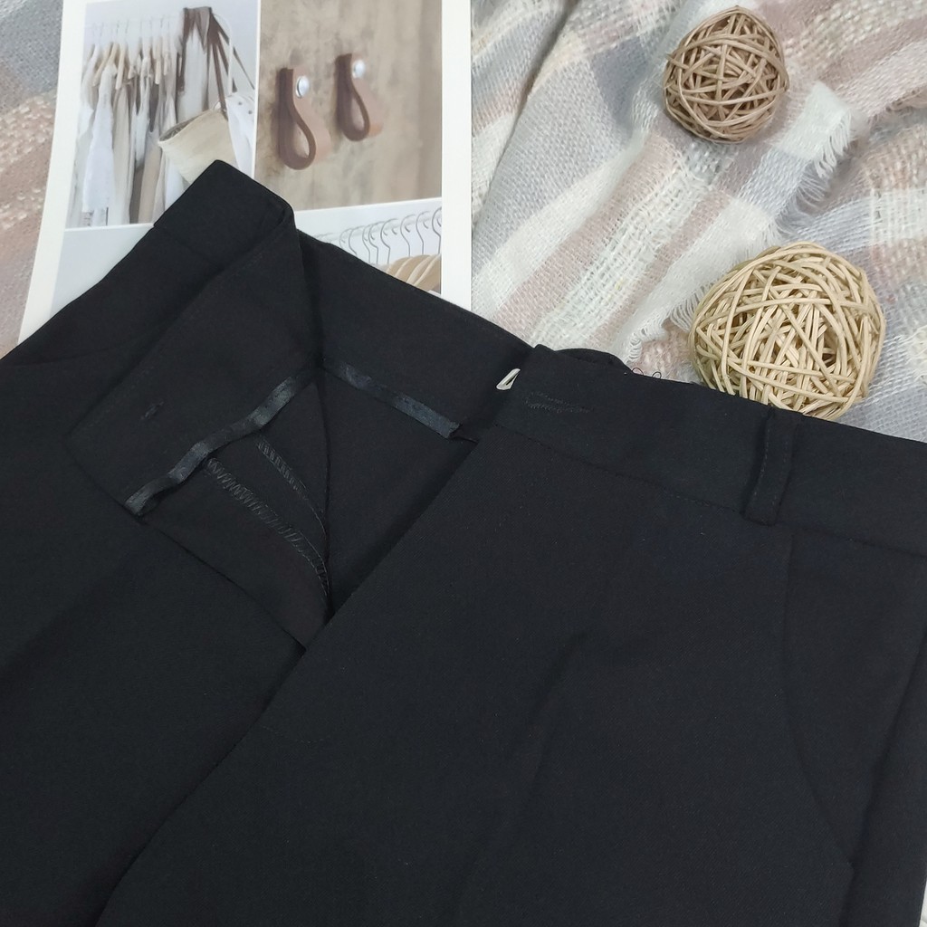 Mô tả Quần ống rộng Choobe lưng cạp cao baggy vải cao cấp nữ dài suông loe culottes xuông màu đen Q01 - 2