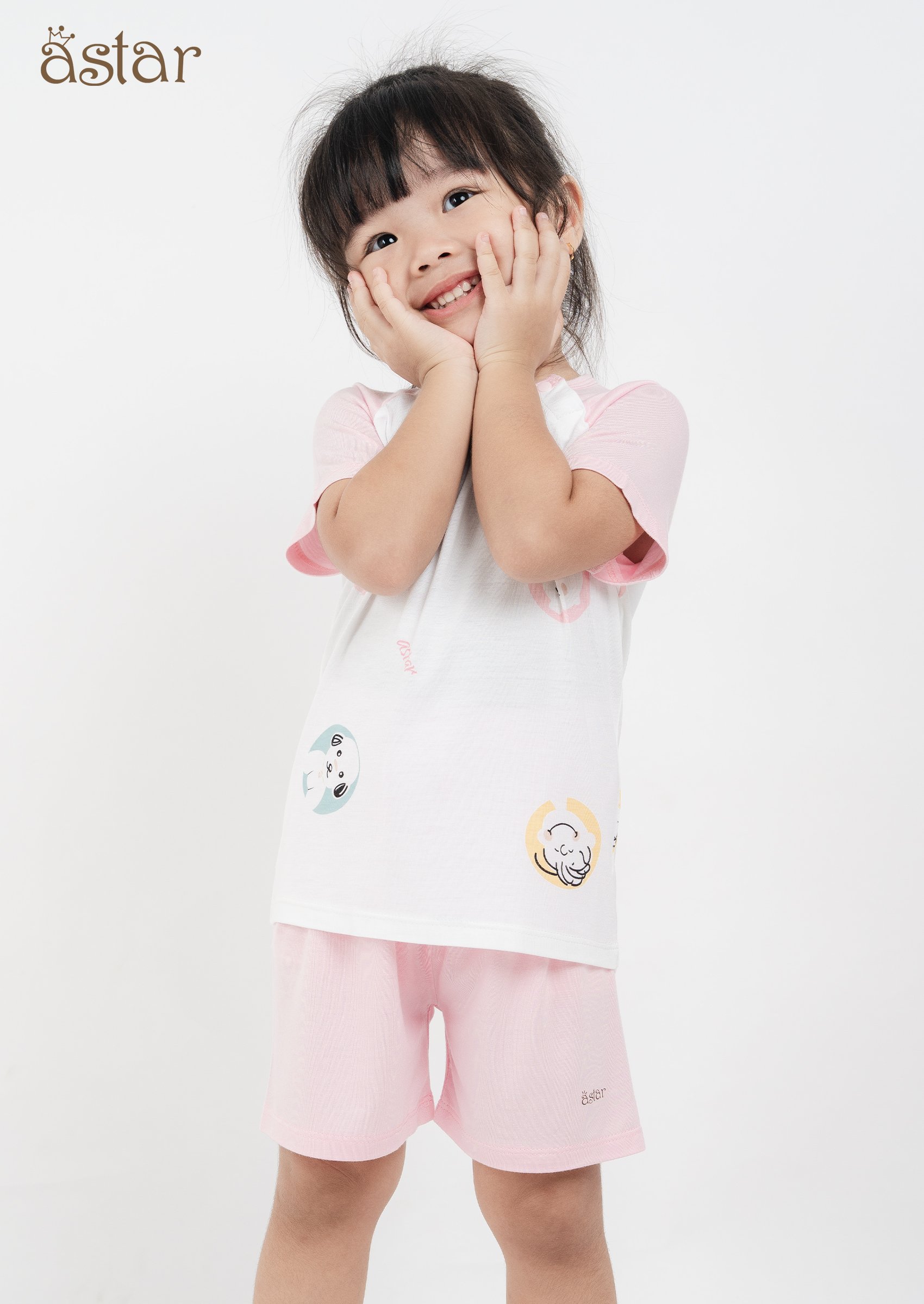 Mô tả Bộ cộc tay cài vai ASTAR vải cotton rayon phối hoạ tiết mới cho bé 9 tháng đến 6 tuổi - 2