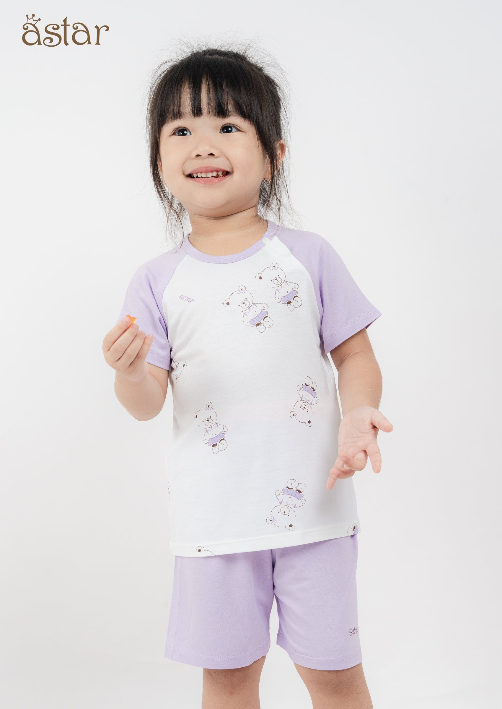 Mô tả Bộ cộc tay cài vai ASTAR vải cotton rayon phối hoạ tiết mới cho bé 9 tháng đến 6 tuổi - 3