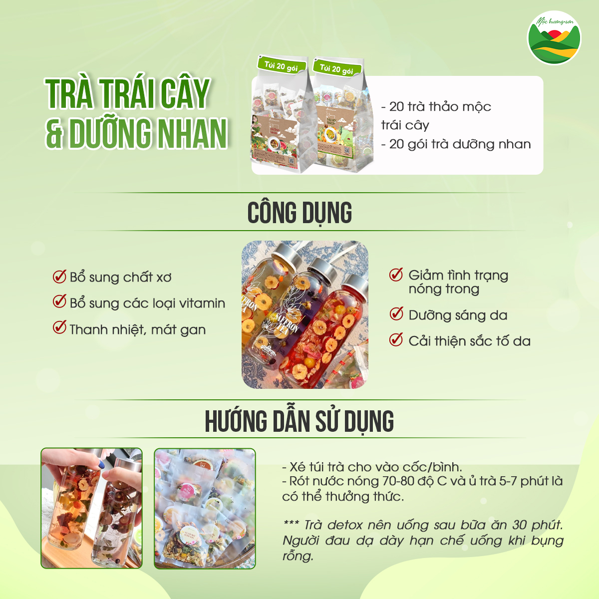 Mô tả Set trà thảo mộc dưỡng nhan, trà hoa cúc Mộc Hương Sơn mix vị giải nhiệt mùa hè - 3
