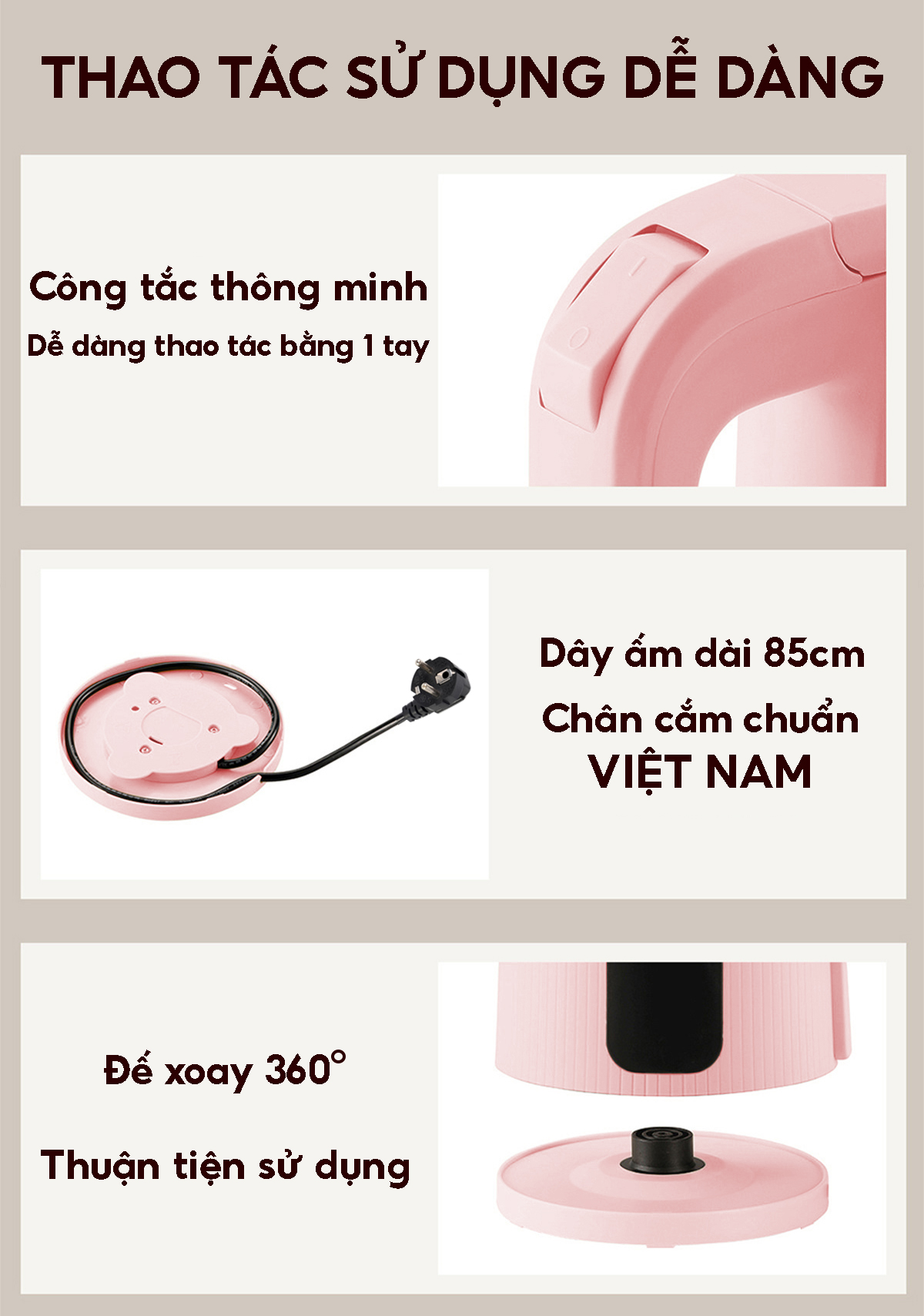 Ấm siêu tốc KIPOR tiện lợi