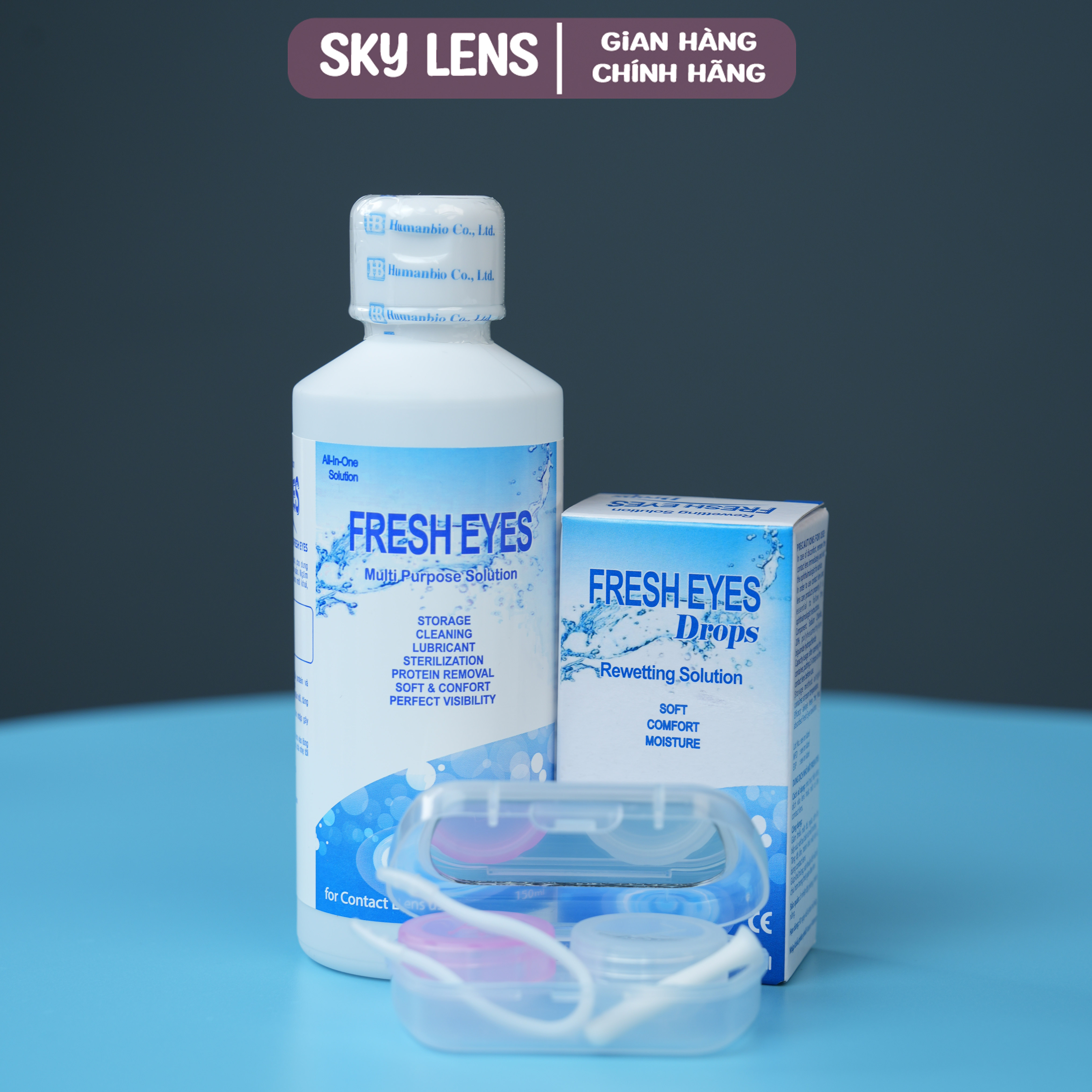 Mô tả Combo cấp ẩm kính áp tròng Nước ngâm(150 ml), Nhỏ mắt (15ml)  Sky Contact Lens (Tặng khay và dụng cụ) - 2