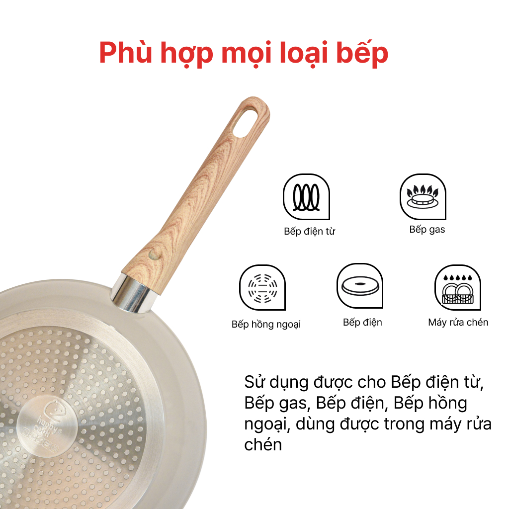 Mô tả Chảo chống dính đáy từ Forged Prime 20, 24, 26, 28, 30CM, HAPPYCOOK - 6