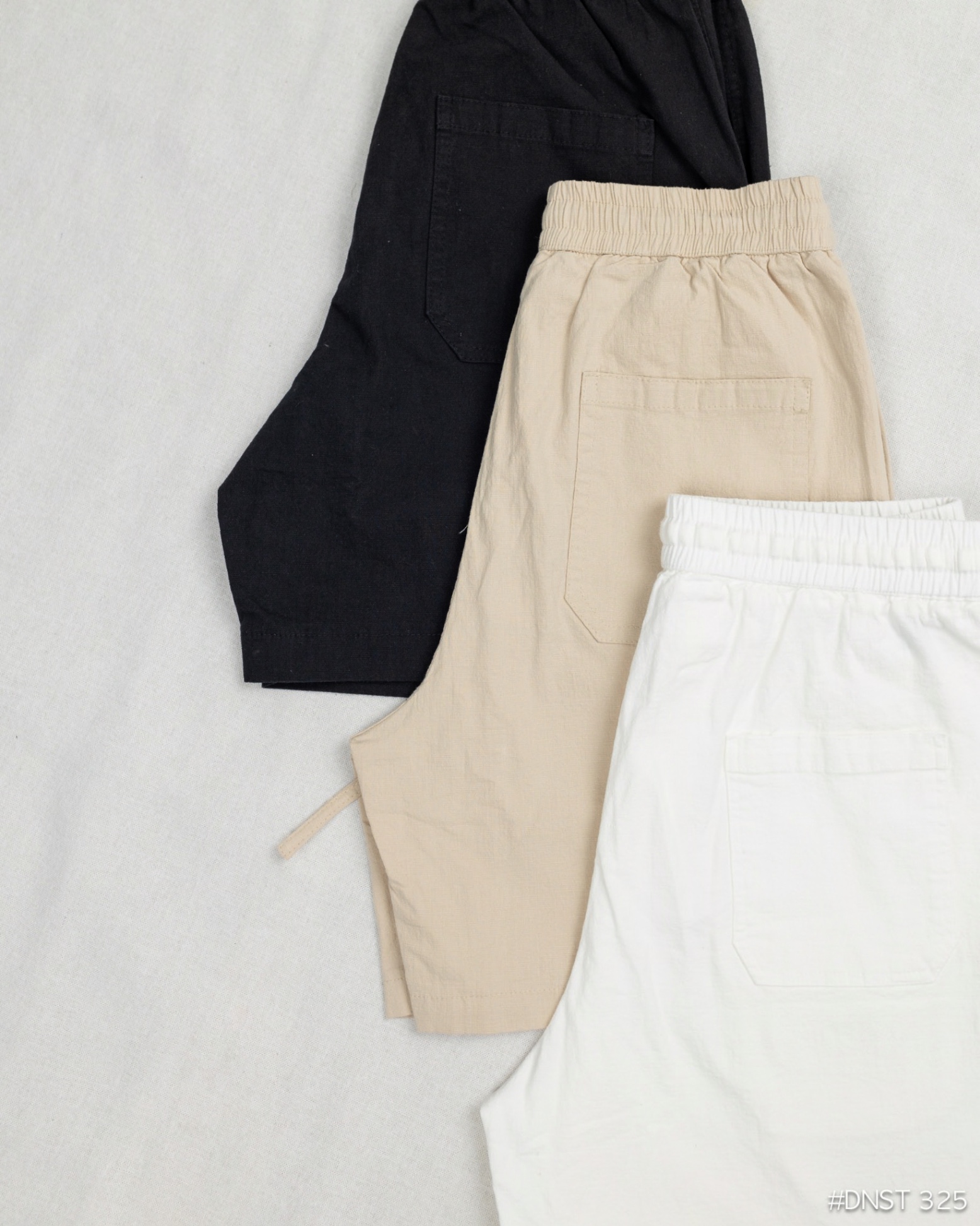 Mô tả Quần short đũi trơn ngắn DNST 325, form suông, chất linen - 3