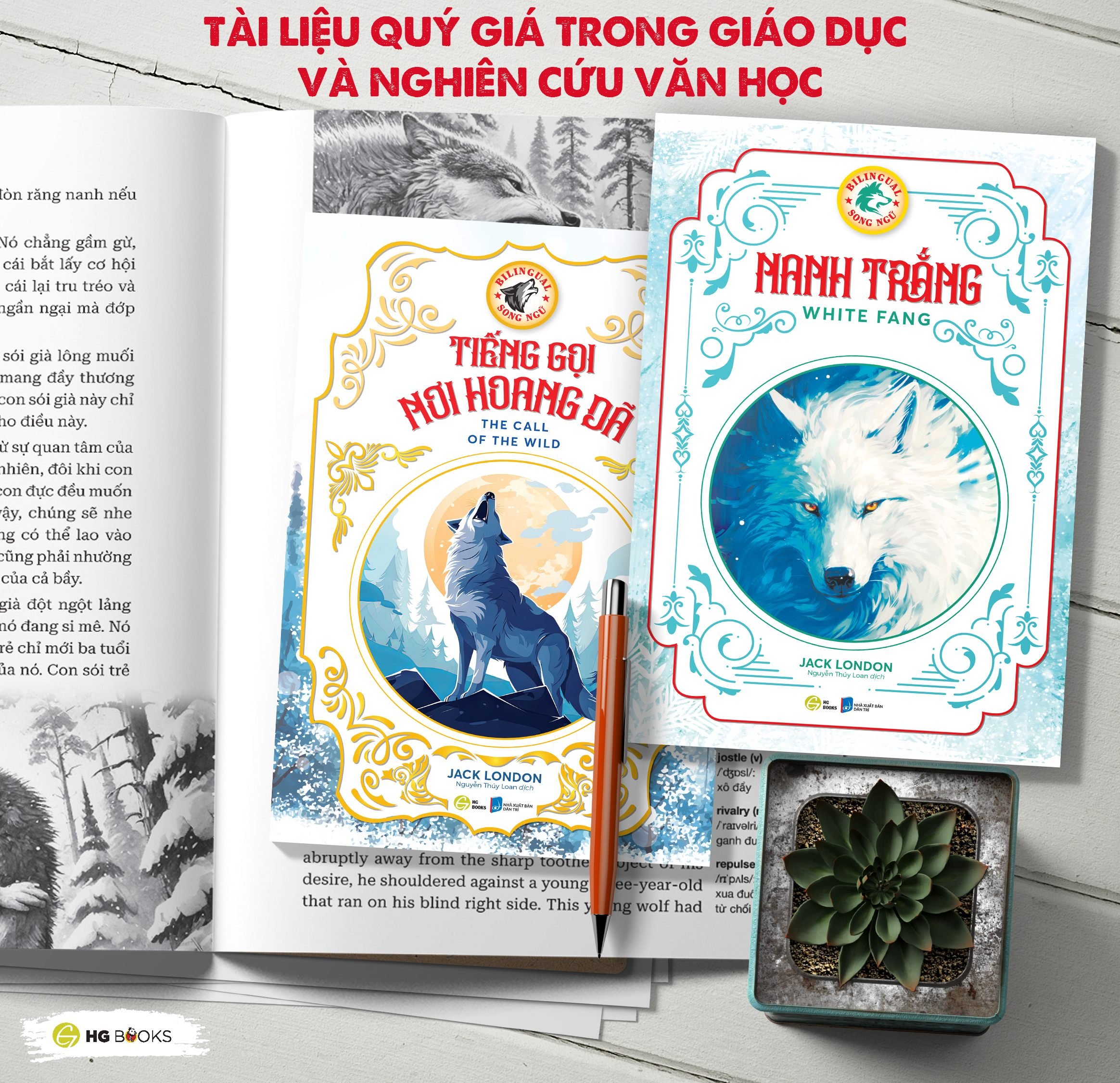 Mô tả Sách song ngữ Tiếng Gọi Nơi Hoang Dã và Nanh Trắng tác giả Jack London, sách kinh điển HG Books - 2