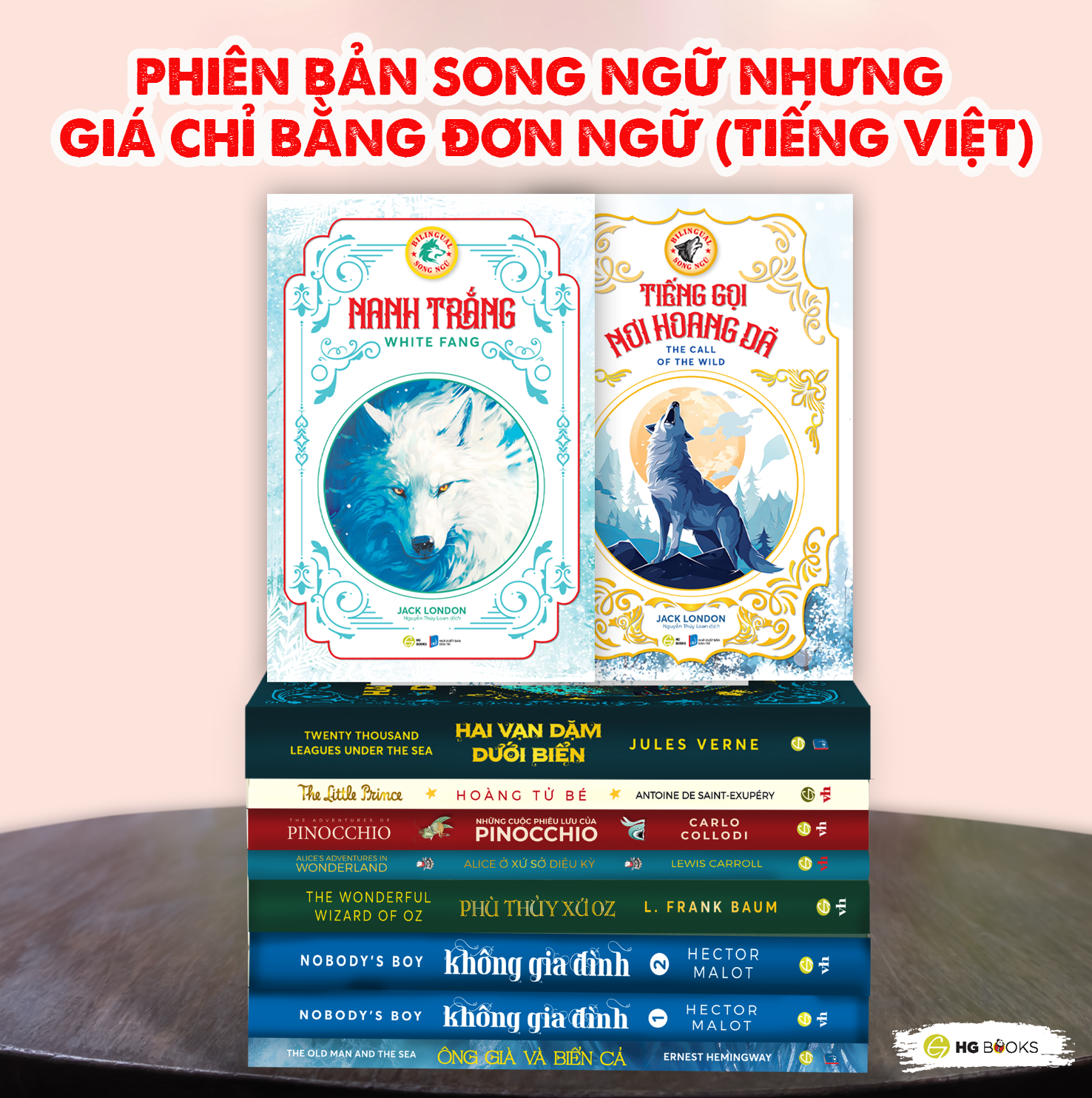 Mô tả Sách song ngữ Tiếng Gọi Nơi Hoang Dã và Nanh Trắng tác giả Jack London, sách kinh điển HG Books - 4