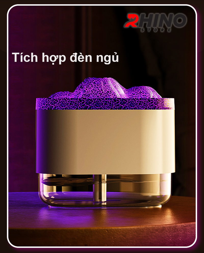 Mô tả Máy phun sương tạo ẩm Rhino H307 hình núi lửa, dung tích 300ml tích hợp đèn - 3
