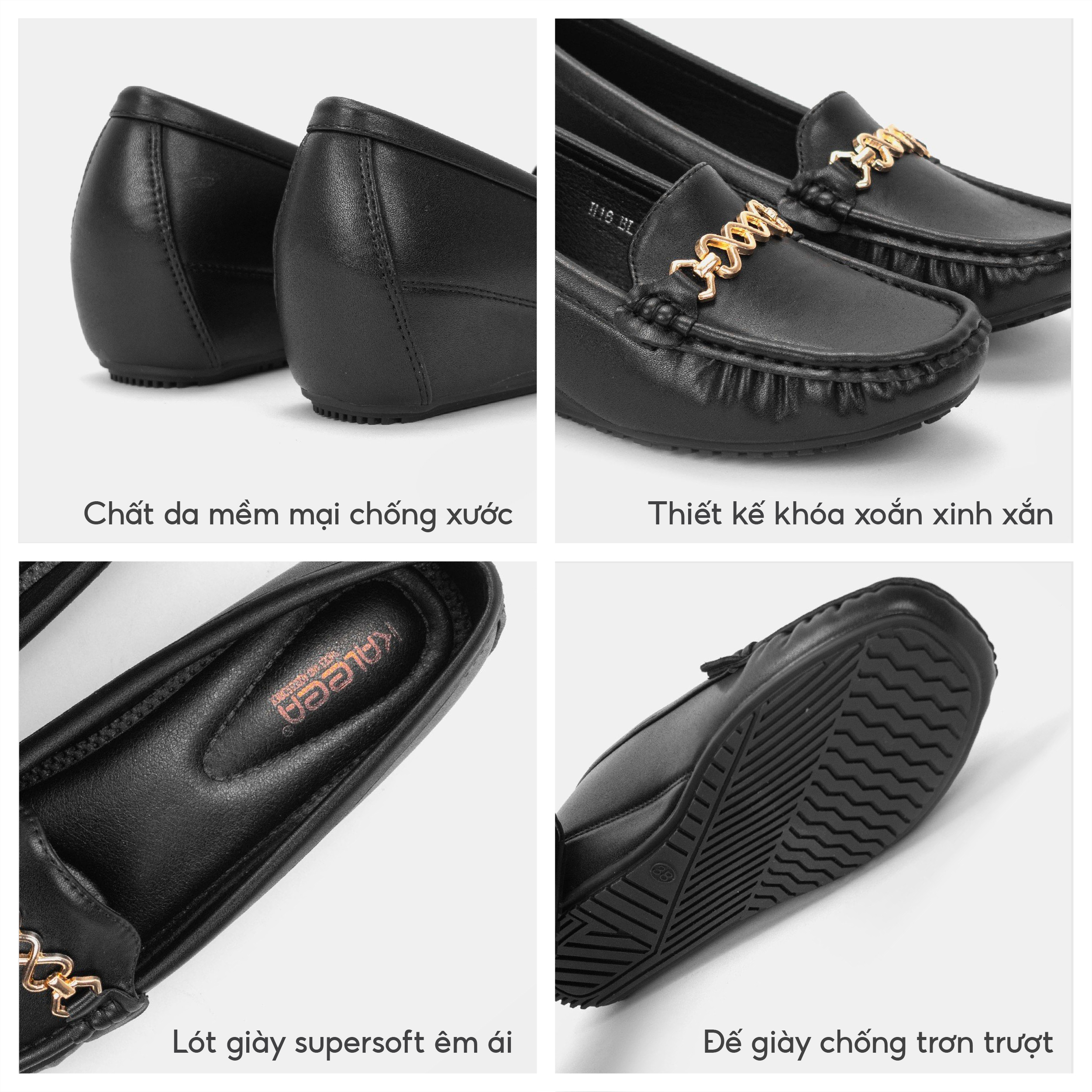 Mô tả Kaleea - Giày Cao Gót Đế Xuồng Chất Da Mềm Siêu Nhẹ, Đi Êm Chân Cao 4p - H16 - 3