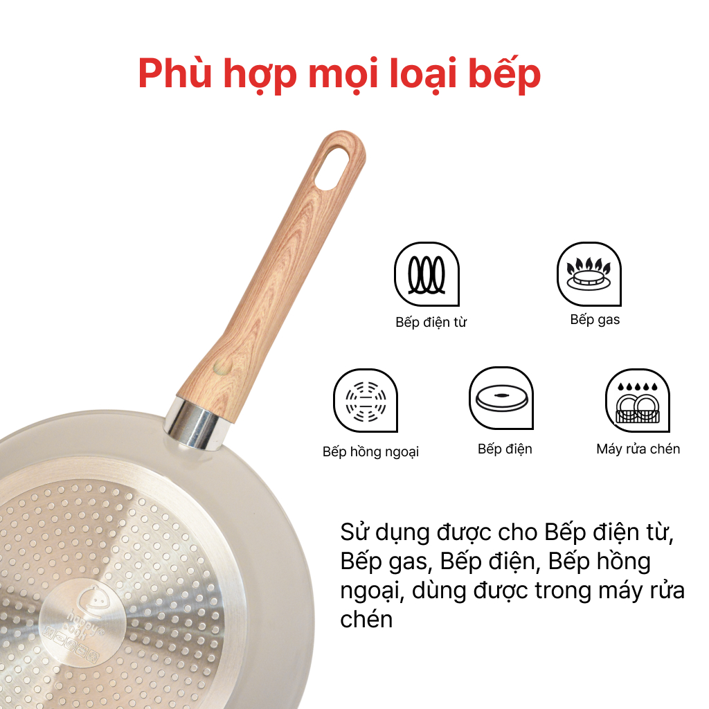 Mô tả Chảo Sâu chống dính đáy từ Forged Prime 20, 24, 26, 28, 30CM, HAPPYCOOK - 6