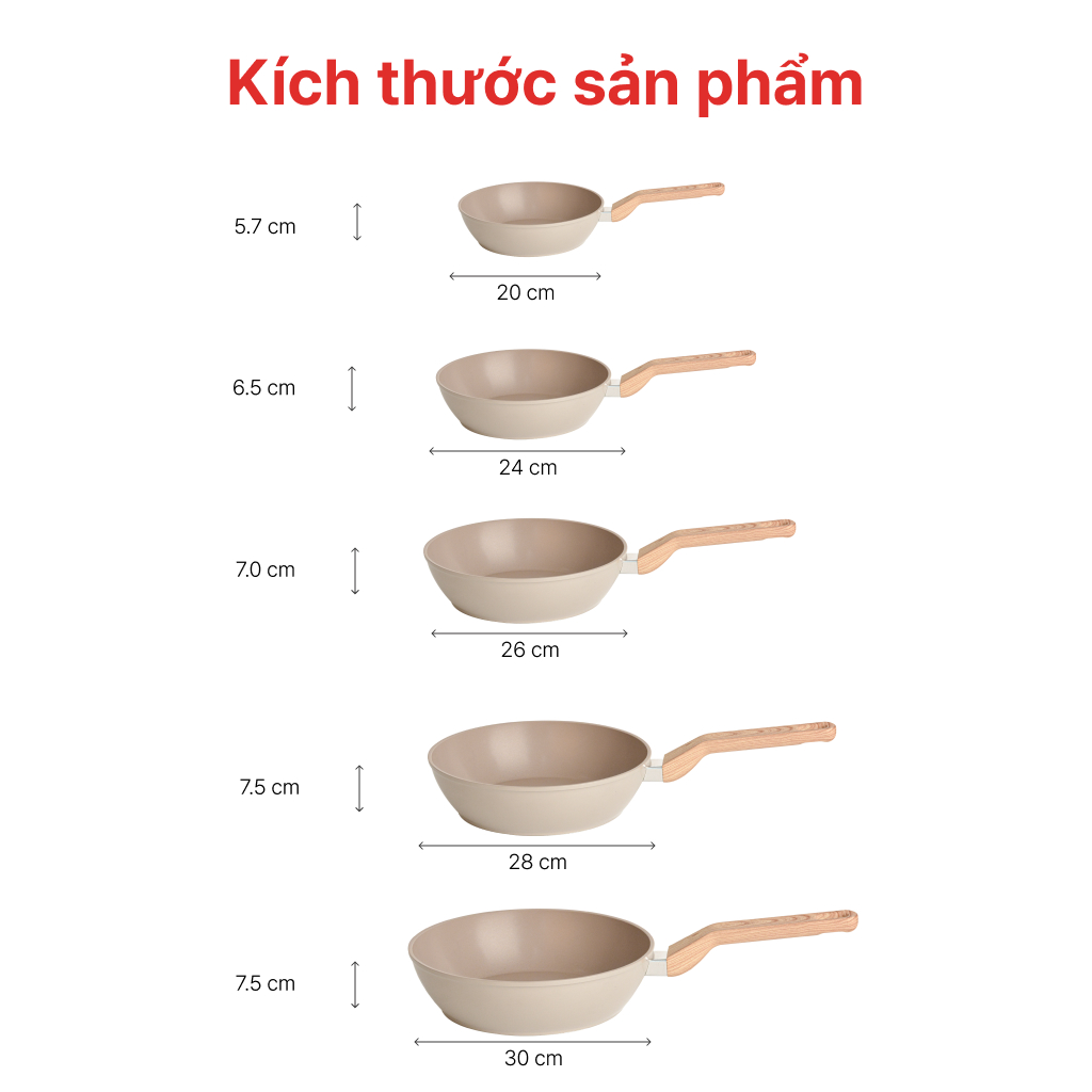 Mô tả Chảo chống dính đáy từ Forged Prime 20, 24, 26, 28, 30CM, HAPPYCOOK - 5