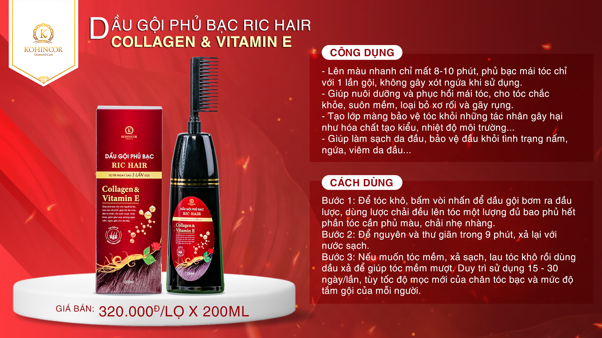 Mô tả Dầu gội phủ bạc Ric Hair Kohinoor 200ml - 1