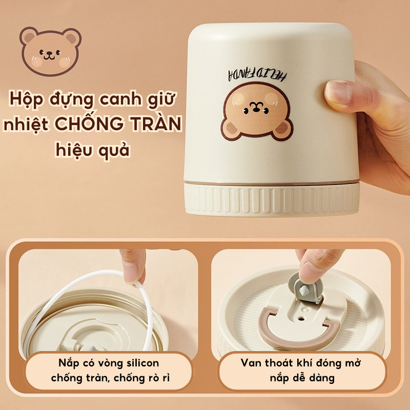 Hộp đựng canh giữ nhiệt chống tràn inox 304 Nhiều dung tích 440ml 640ml ...