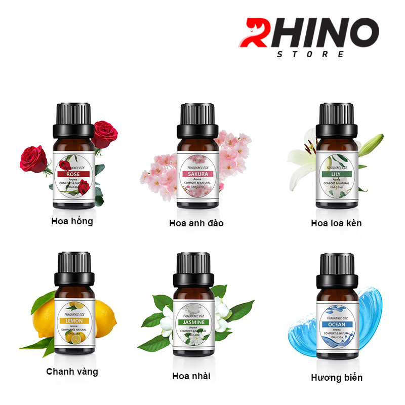 Mô tả Tinh dầu nguyên chất Rhino T201 10ml pha nước, treo xe kiểm định - 5