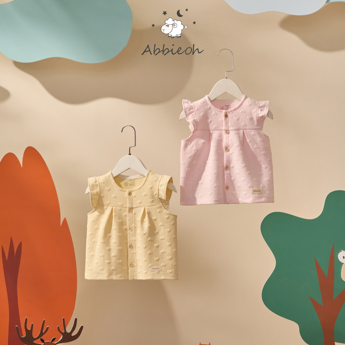 Mô tả Áo gile cotton tay bèo cho bé gái ABBIEOH phong cách vintage cách điệu 0-3 tuổi GL691 GL671 - 2