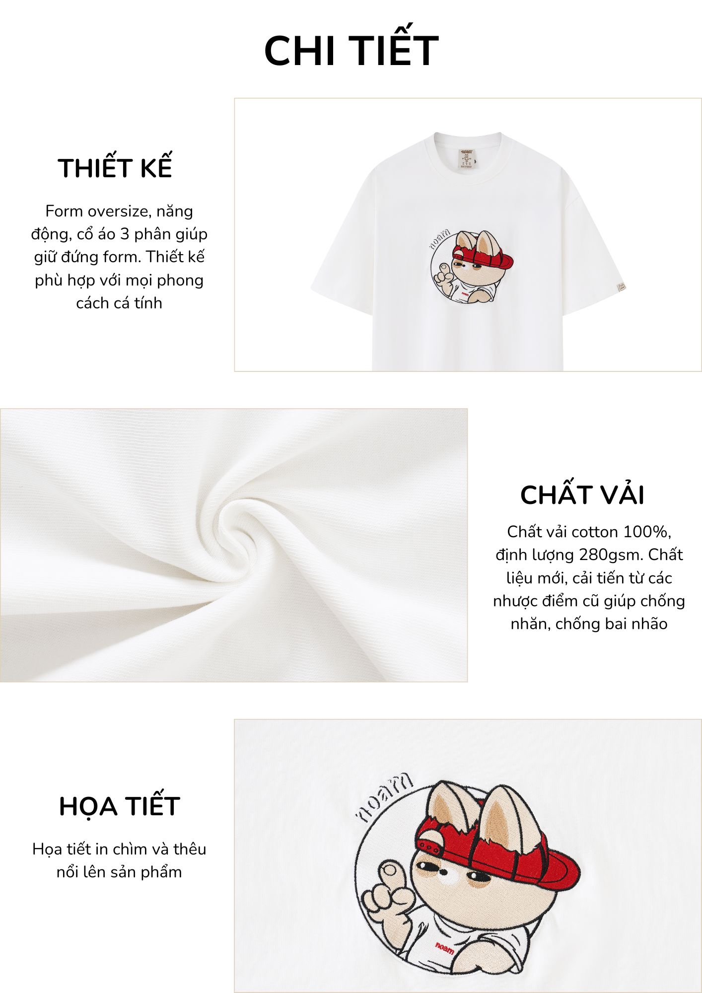 Mô tả Áo thun Form rộng NOAM Are You Nafox 100% Cotton 280GSM - Màu Trắng/ Đen/ Tím/ Xanh - 2