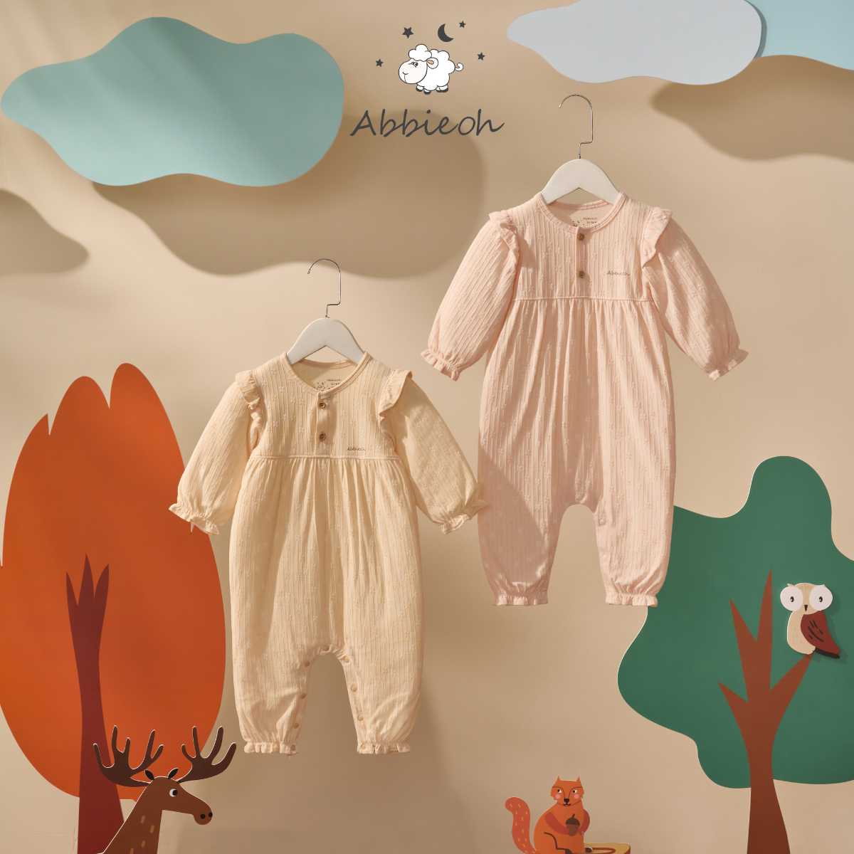 Mô tả Bộ bodysuit cho bé gái cotton dài tay ABBIEOH cài chéo bèo nhún 0 - 18 tháng BD359 AW21 BD656 - 1