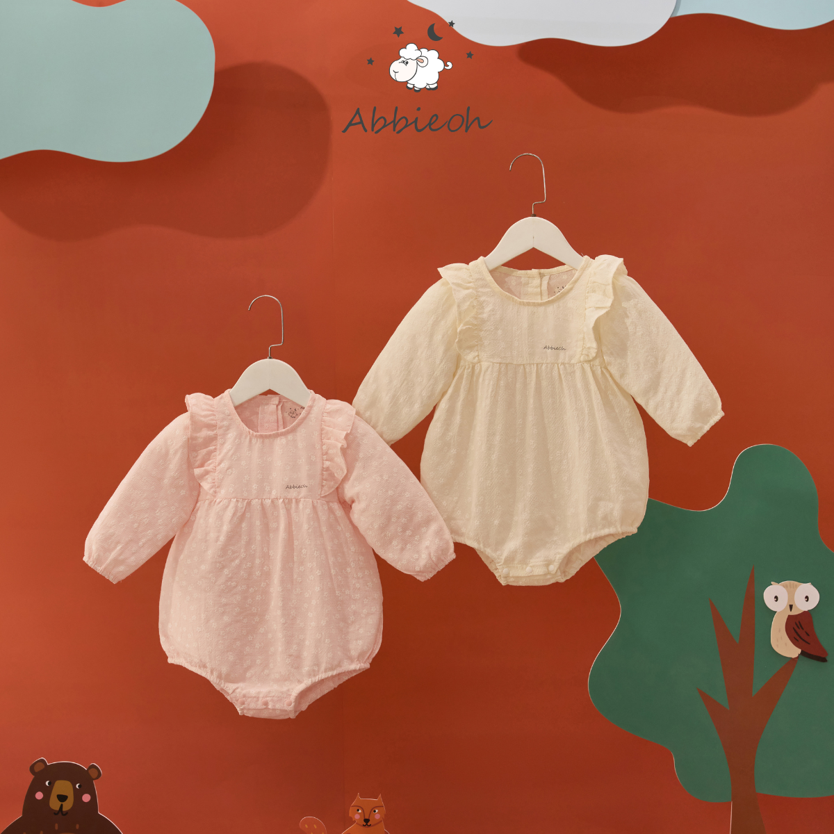 Mô tả Bộ bodysuit cho bé gái ABBIEOH hoa nhí thô cotton cổ vai bèo phong cách vintage BD257 BD654 BD655 - 1