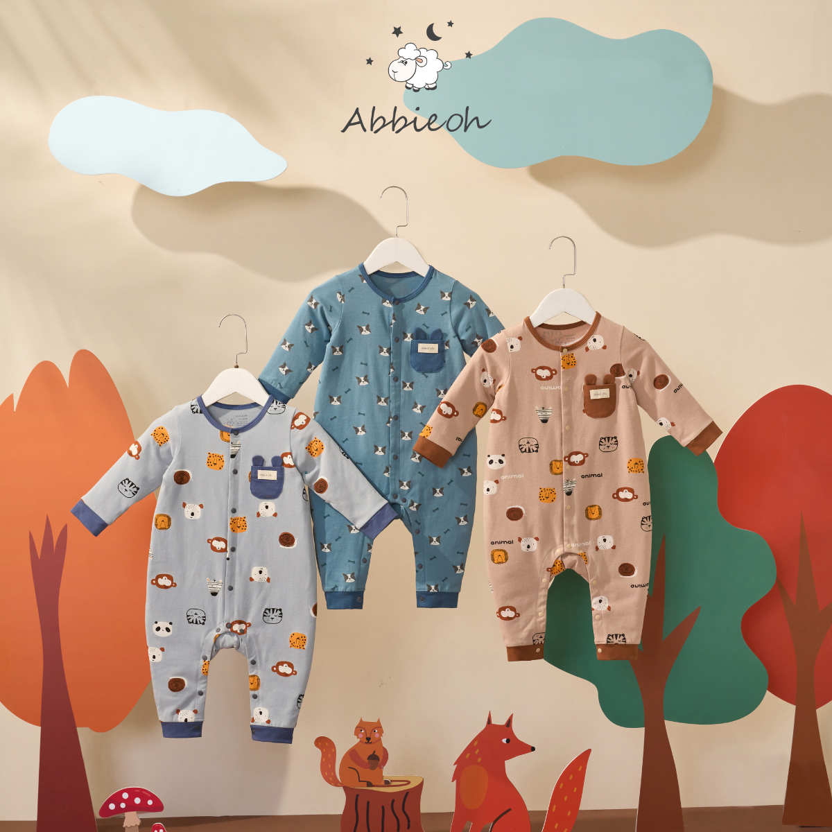 Mô tả Bộ bodysuit nỉ giữ nhiệt dài tay cotton cho bé sơ sinh ABBIEOH động vật ngộ nghĩnh 0-12 tháng BD550-572-657-667-680-676 - 3