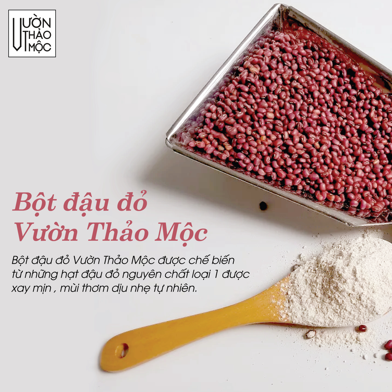 Mô tả Bột đậu đỏ Vườn Thảo Mộc nguyên chất 100% Organic, đắp mặt nạ dưỡng da, tắm trắng, tẩy sạch da chết - 1