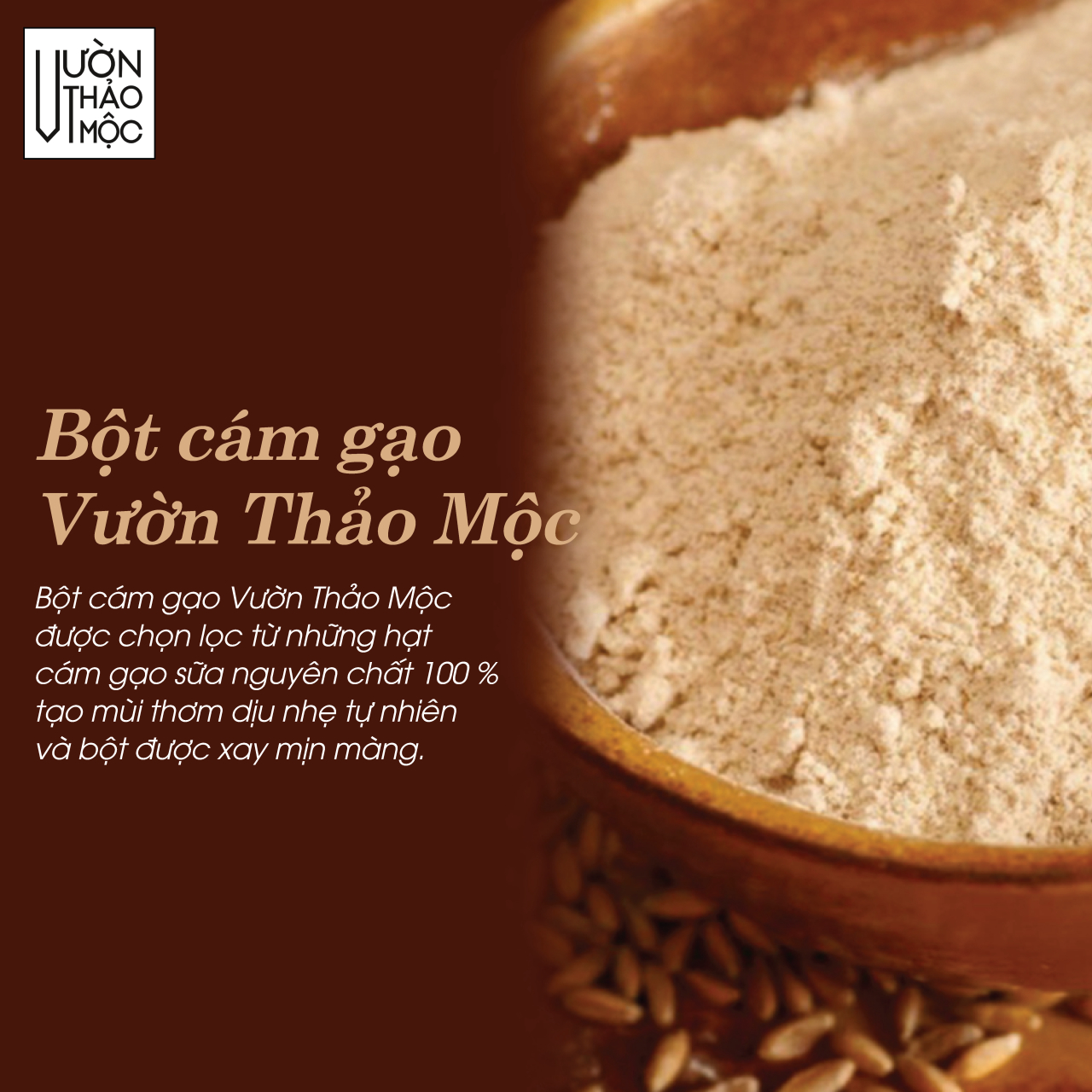 Mô tả Bột cám gạo Vườn Thảo Mộc nguyên chất 100% Organic,dưỡng trắng da mặt và body, chống lão hóa mờ thâm - 1