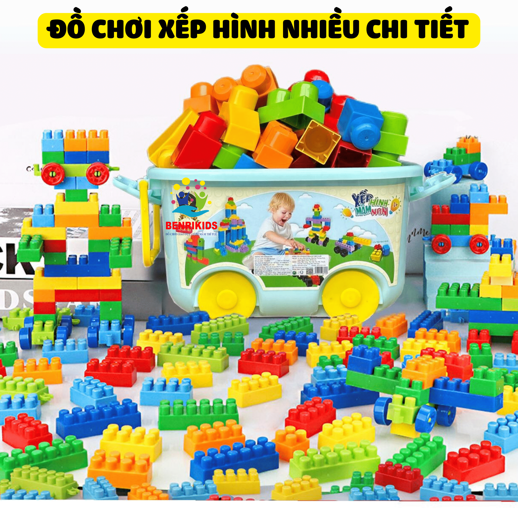 Mô tả Đồ Chơi Xếp Hình Cho Bé Loại To Nhiều Chi Tiết Lựa Chọn , Bộ Lắp Ghép Các Khối Cỡ Lớn Bằng Nhựa ABS Benrikids - 1