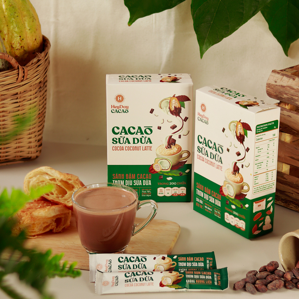 Mô tả Bột Cacao Sữa Dừa - Hộp Giấy 12 Gói Tiện Lợi 20g - Bột cacao sữa dừa tự nhiên, thuần chay - Heyday - 2
