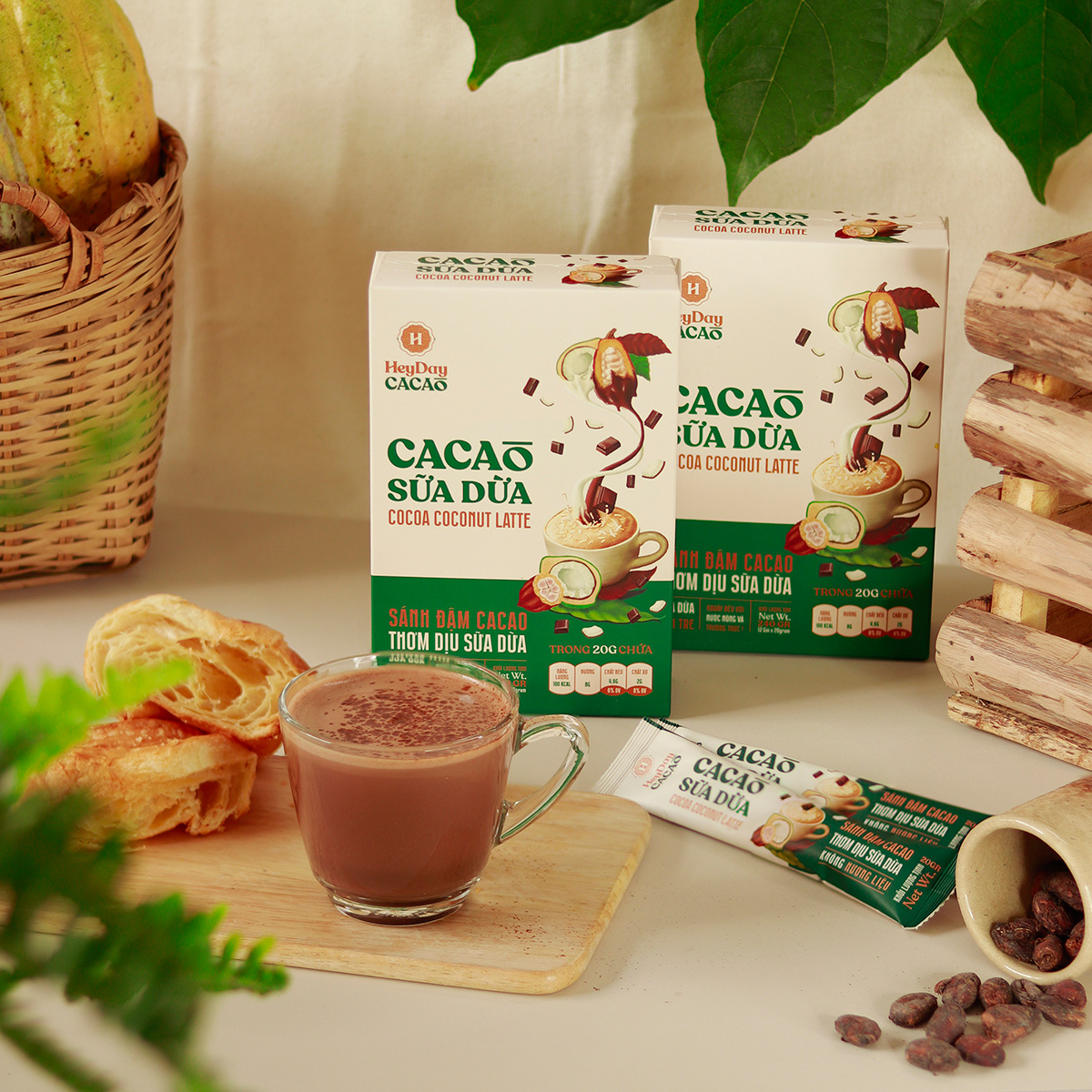 Mô tả Bột Cacao Sữa Dừa - Hộp Giấy 12 Gói Tiện Lợi 20g - Bột cacao sữa dừa tự nhiên, thuần chay - Heyday - 1