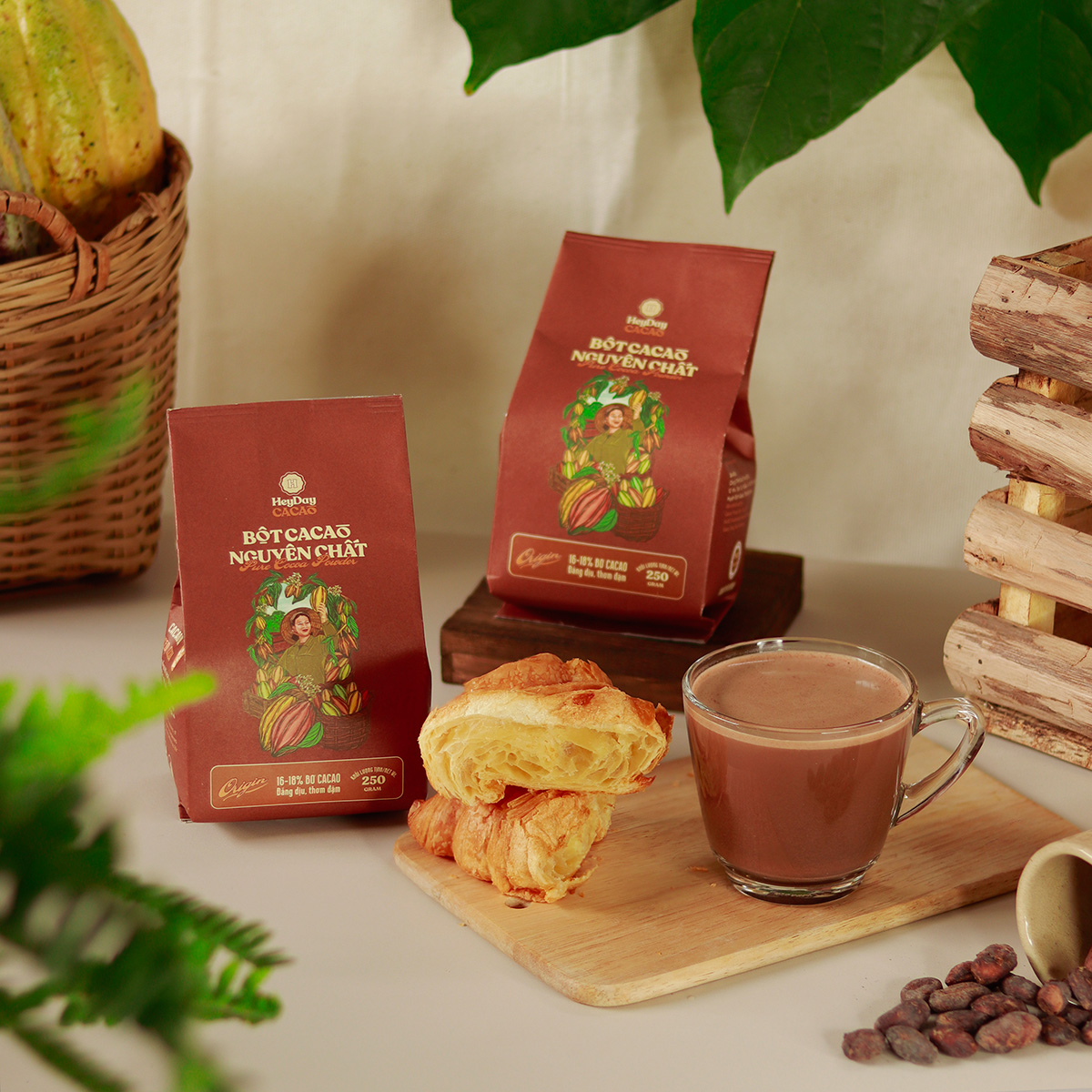 Mô tả Bột cacao nguyên chất 100% không đường Heyday - Dòng Origin thượng hạng - Túi giấy 250g/500g - 1