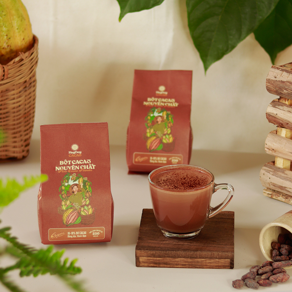 Mô tả Bột cacao nguyên chất 100% không đường Heyday - Dòng Origin thượng hạng - Túi giấy 250g/500g - 2