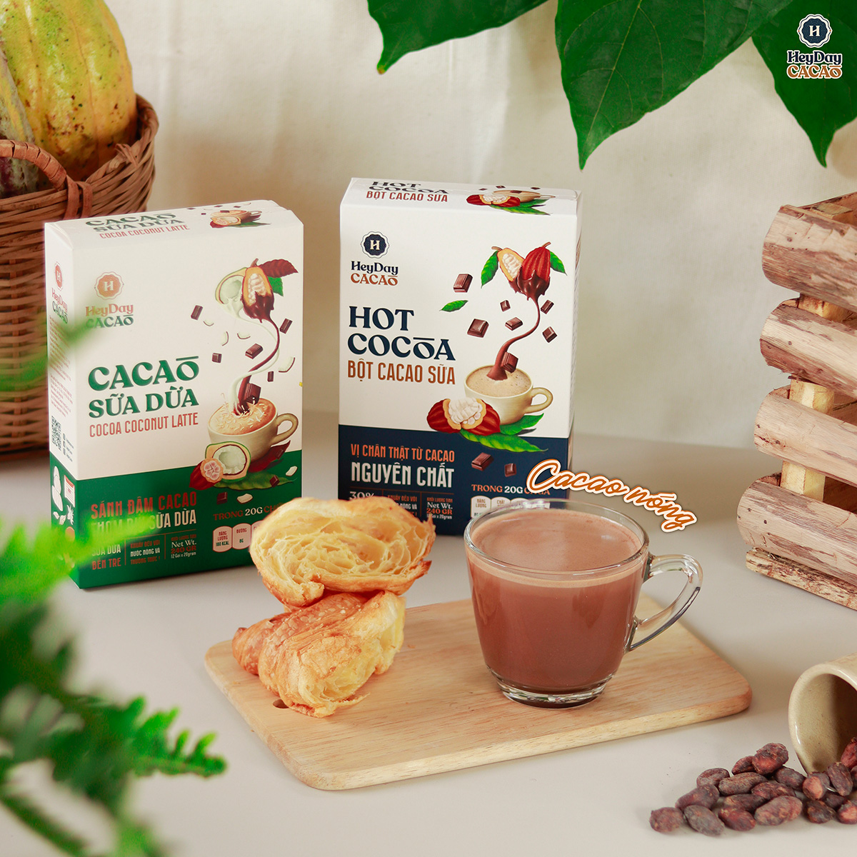 Mô tả Bột Cacao Sữa Dừa - Hộp Giấy 12 Gói Tiện Lợi 20g - Bột cacao sữa dừa tự nhiên, thuần chay - Heyday - 3