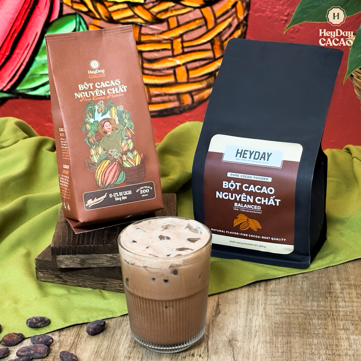Mô tả Túi 200g Bột cacao nguyên chất Việt Nam 100% Heyday - Dòng Balanced phổ thông - Vị đắng đậm - 1