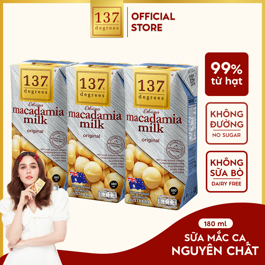 Mô tả Sữa Hạt Mắc Ca Nguyên Chất 137 DEGREES Có Vị Ngọt Tự Nhiên Từ Mật Hoa Dừa (Không Đường) Healthy - 1