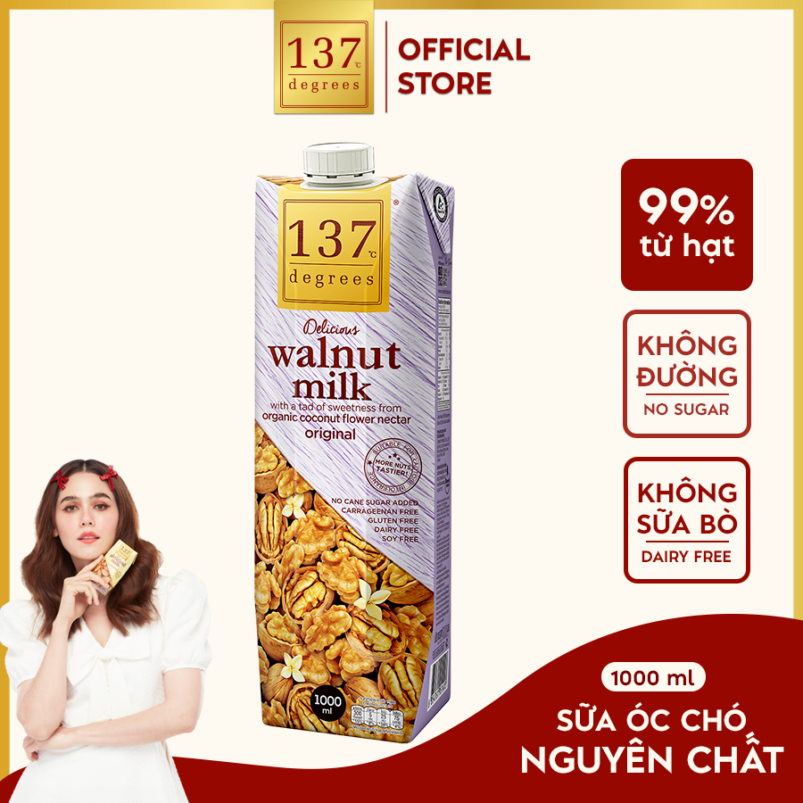 Mô tả Sữa Hạt Óc Chó Nguyên Chất 137 DEGREES Có Vị Ngọt Từ Mật Hoa Dừa Healthy Không Đường - 1