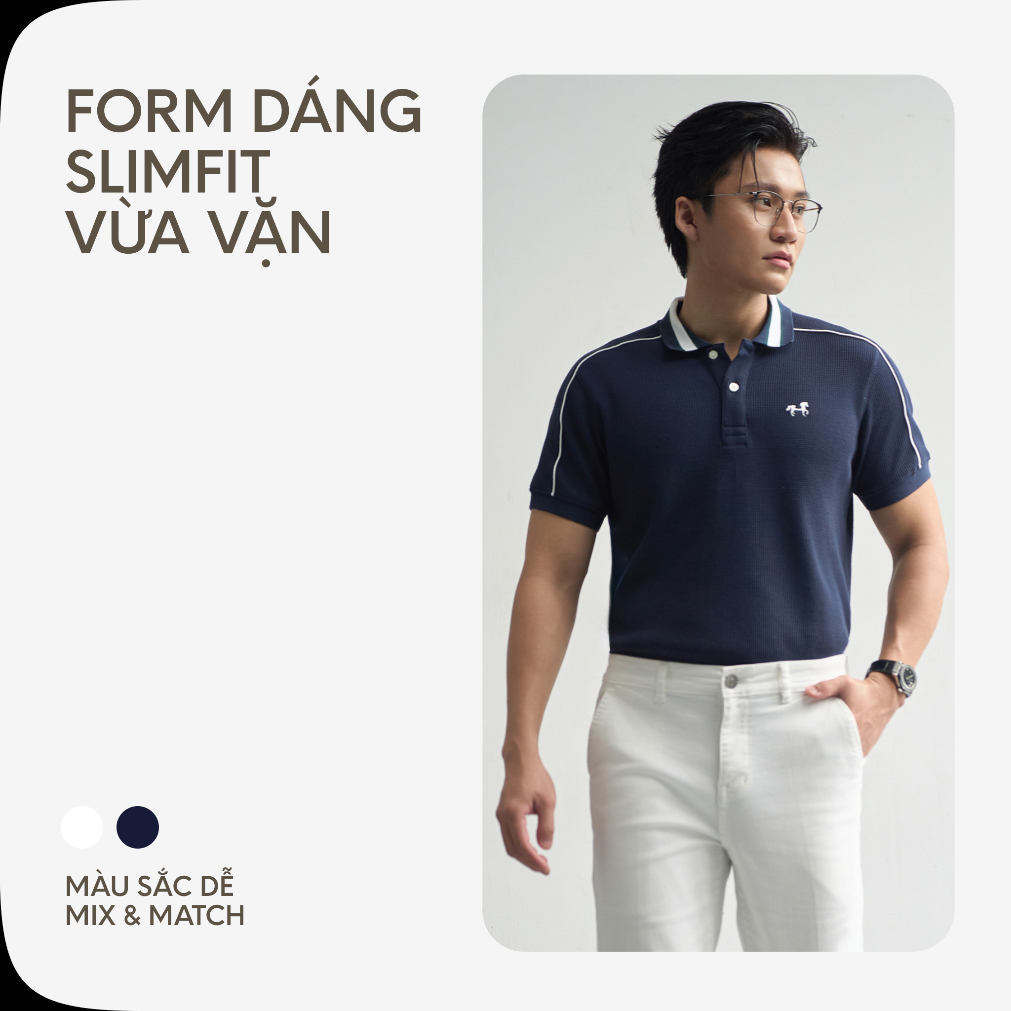 Mô tả Áo Thun Polo Nam Cao Cấp Waffle 2 Màu Trắng - Xanh Đen Thêu Ngựa BY COTTON - 6