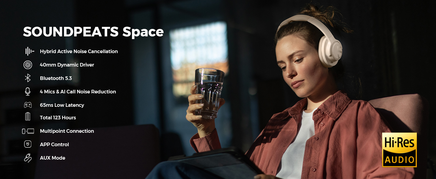 Tai Nghe Chụp Tai Bluetooth SoundPEATS Space