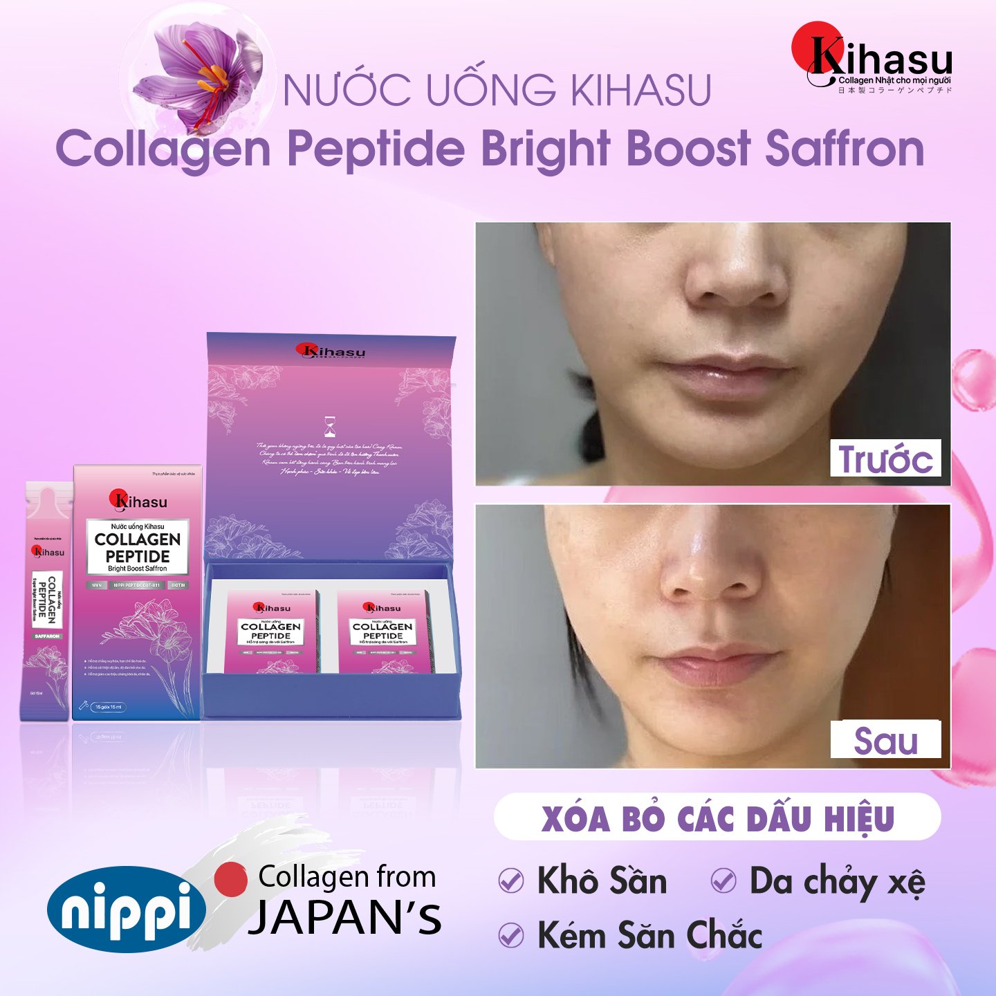 Mô tả Nước Uống Collollagen Kihasu Tăng Cường Saffaron, NMN Sáng Da, Trẻ Hóa, Giảm Nếp Nhăn Và Các Dấu Hiệu Lão Hóa - 3