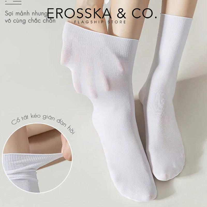 Mô tả Erosska - Tất cổ cao, vớ cotton nữ trơn kiểu dáng basic, chất liệu thoáng khí - 1