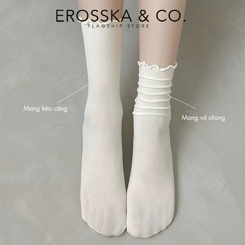 Mô tả Erosska - Tất cổ cao, vớ cotton nữ trơn kiểu dáng basic, chất liệu thoáng khí - 6