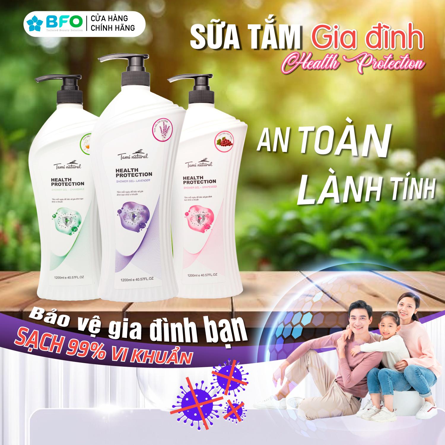 Mô tả Sữa Tắm Kháng Khuẩn Dưỡng Ẩm Sáng Da Tami Health Protection 1200ml - 5