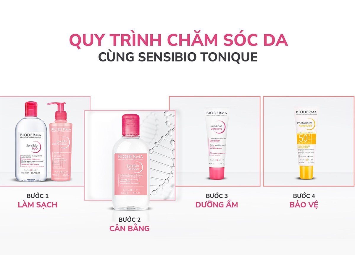 Mô tả Dung dịch cân bằng dưỡng ẩm và làm dịu da Bioderma Sensibio Tonique - 250ml - 5