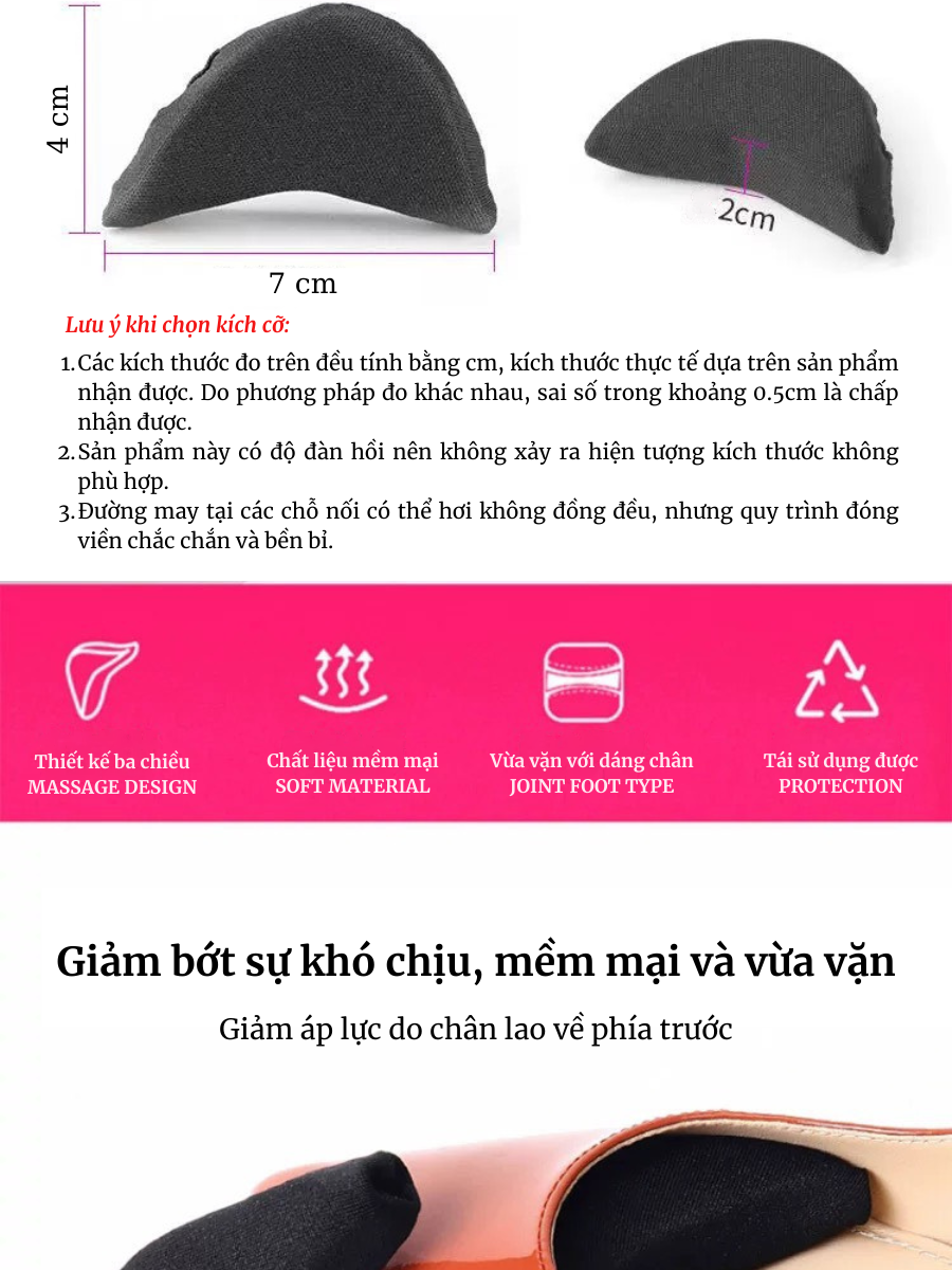 Mô tả Miếng Lót Đệm Mũi Giày Eva MINSU M5530 Êm Chân Giúp Tăng Size Giày, Tránh Xước Ngón Chân - 2