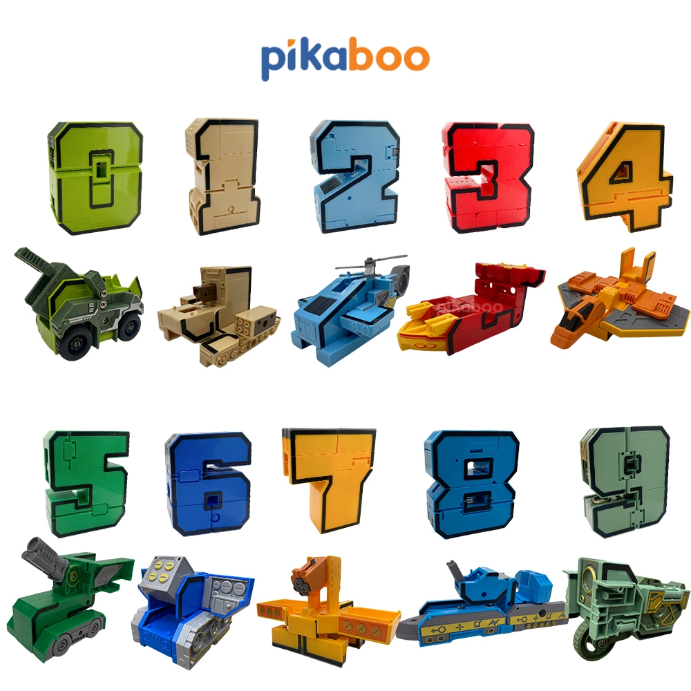 Bộ số biến hình cao cấp Pikaboo Đồ chơi số có thể ghép thành robot cỡ ...