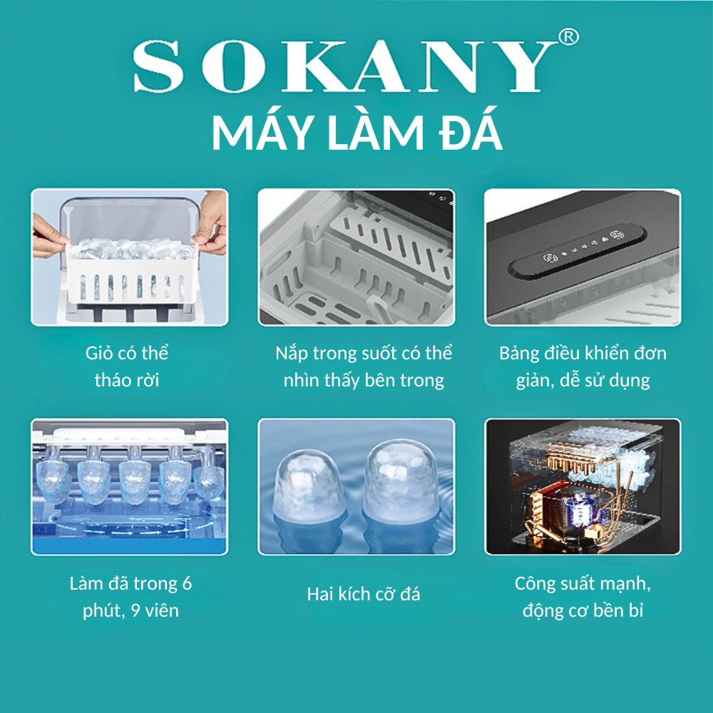 Mô tả Máy làm đá viên siêu tốc cho gia đình SOKANY SK-03038 làm đá nhanh chỉ từ 6-9 phút - 7