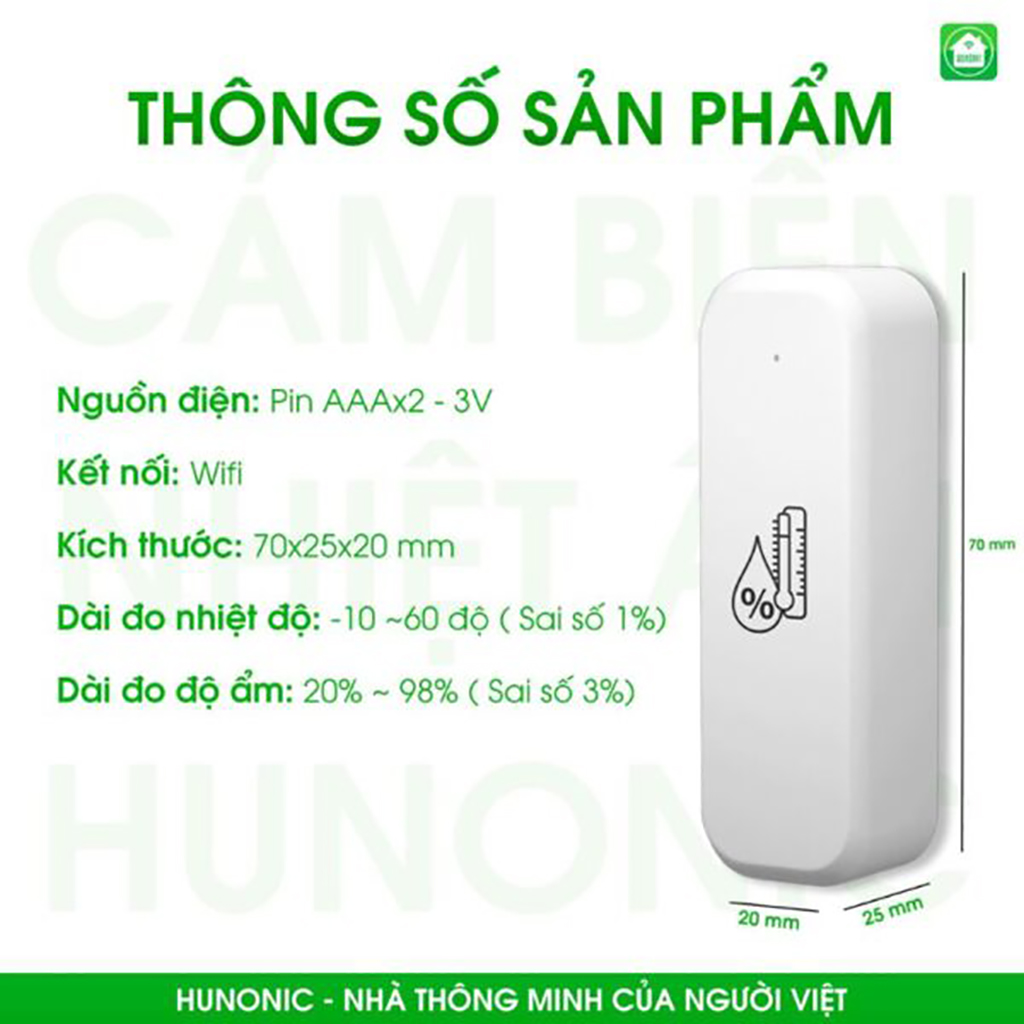 Mô tả Cảm Biến Nhiệt Ẩm Hunonic, Cảm Biến Nhiệt Độ Phòng - HNSST - 3